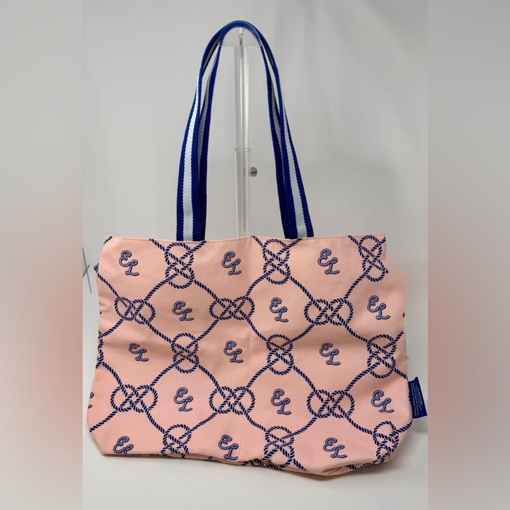 Estée Lauder Pink Tote Bag with Navy Accents